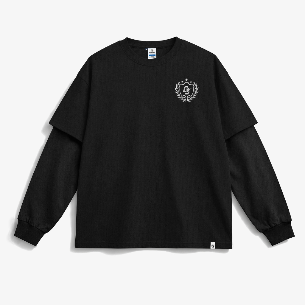 OOTDSUPPLY Longsleeve Doublesleeve Leticia Embroiderry | Longsleeve Reguler Fit | Kaos Lengan Panjang Layer | OS-LS-DS-RIB-LCE
