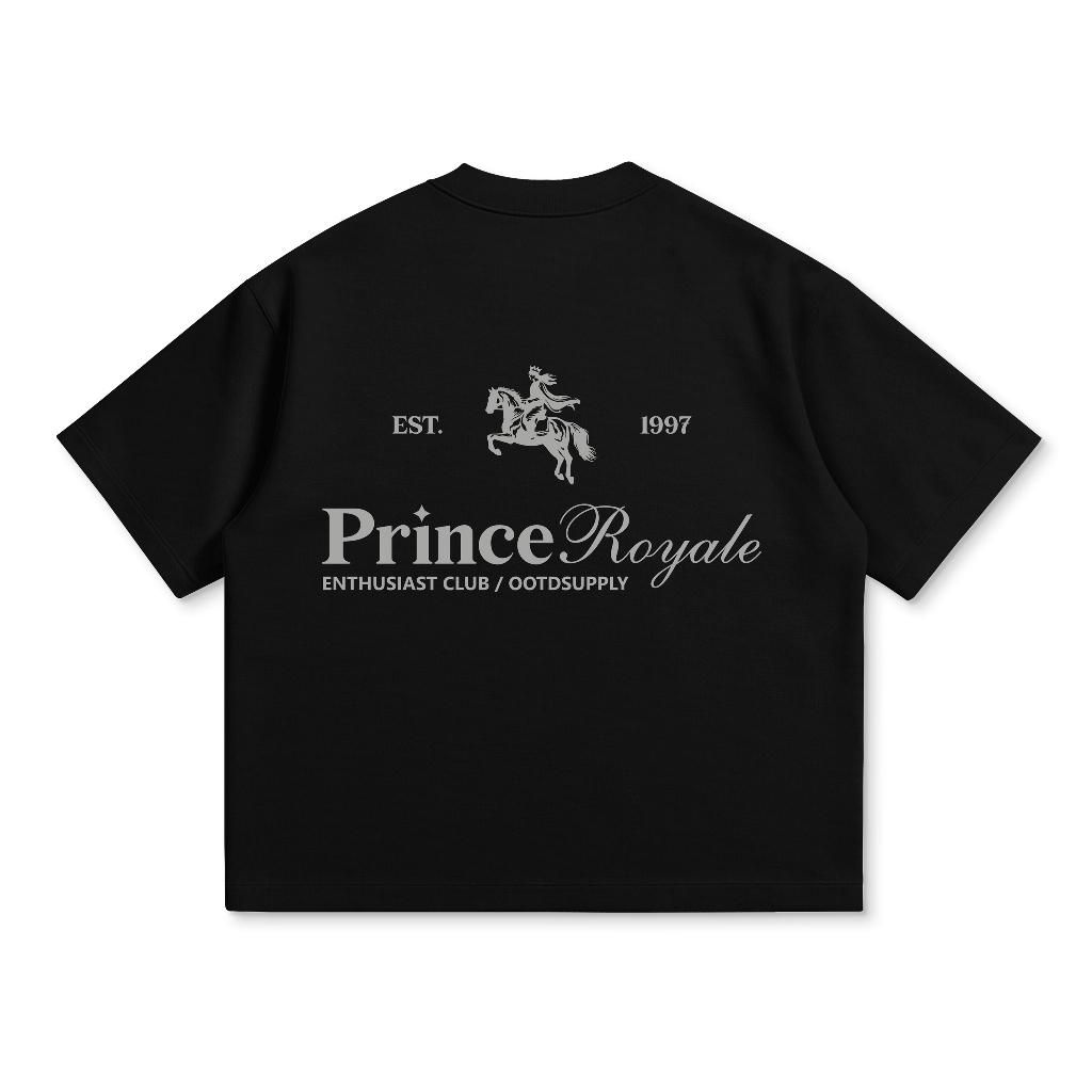OOTDSUPPLY BoxyFit Oversize Prince Black & White | Kaos Boxy Series | Tshirt Boxy fit l Kaos Boxy OS-OVZ-BX-061