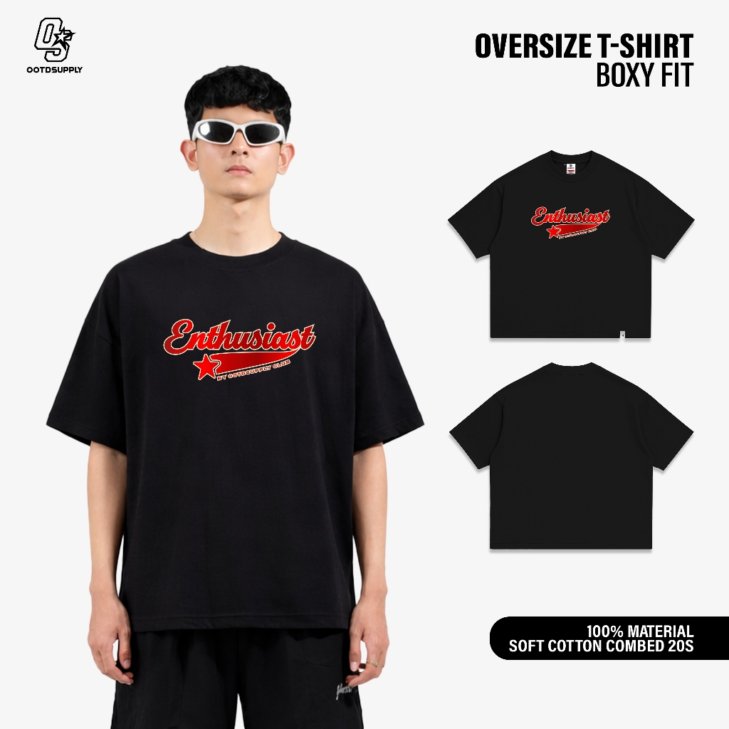 OOTDSUPPLY Boxy Fit Oversize Starline Black | 20s Boxy Series | Tshirt Boxyfit l Kaos Boxy OS-OVZ-BX-054