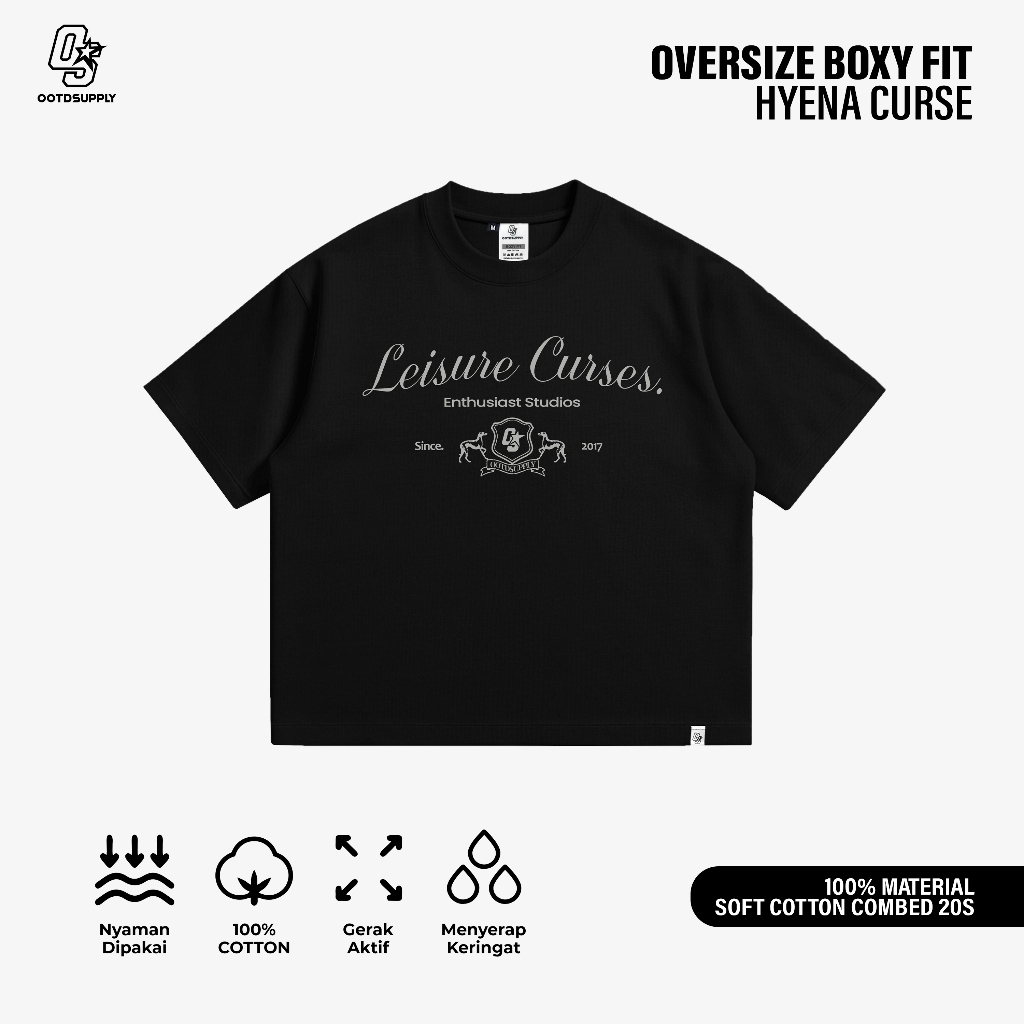 OOTDSUPPLY Tshirt BoxyFit Oversize Curse Black & Mocca | Koas Boxy Series | Tshirt Boxy fit l OS-OVZ-BX-058