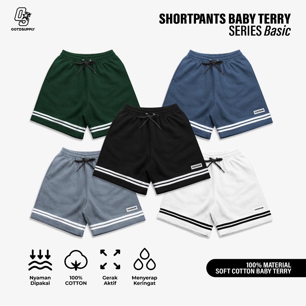 OOTDSUPPLY Celana Pendek Basic l Celana Pendek | Celana Sport Baby Terry | SP-BT