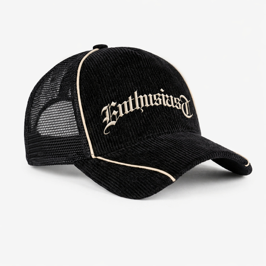 OOTDSUPPLY Polo Caps Corduroy Bayone Bordir Black | Topi Hat Twill Bordir Pria & Wanita | OS-CAP-CDR-046-BC