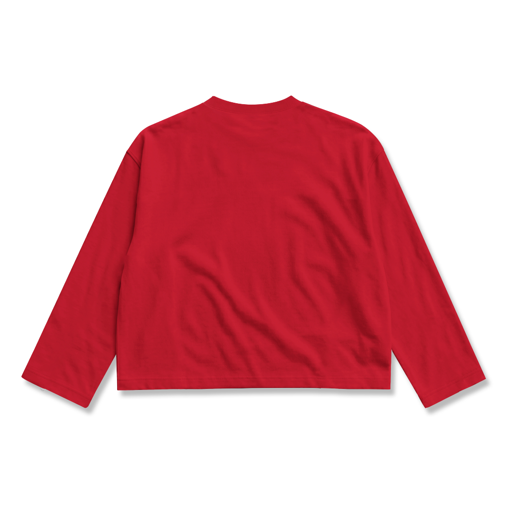 OOTDSUPPLY Longsleeve Boxy Cutline Astro Red Chili l Kaos Panjang Boxy List Unisex | LS-BX-CL-005