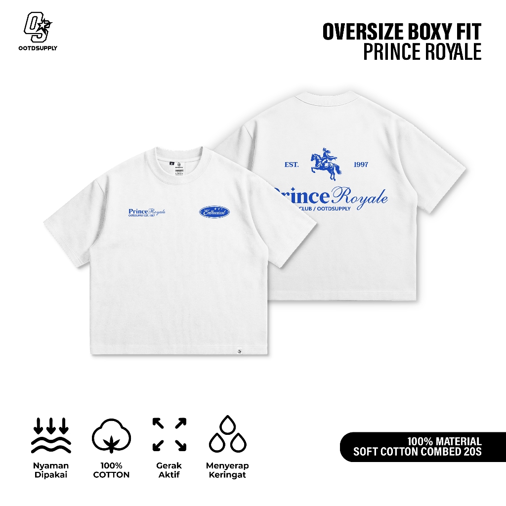 OOTDSUPPLY BoxyFit Oversize Prince Black & White | Kaos Boxy Series | Tshirt Boxy fit l Kaos Boxy OS-OVZ-BX-061