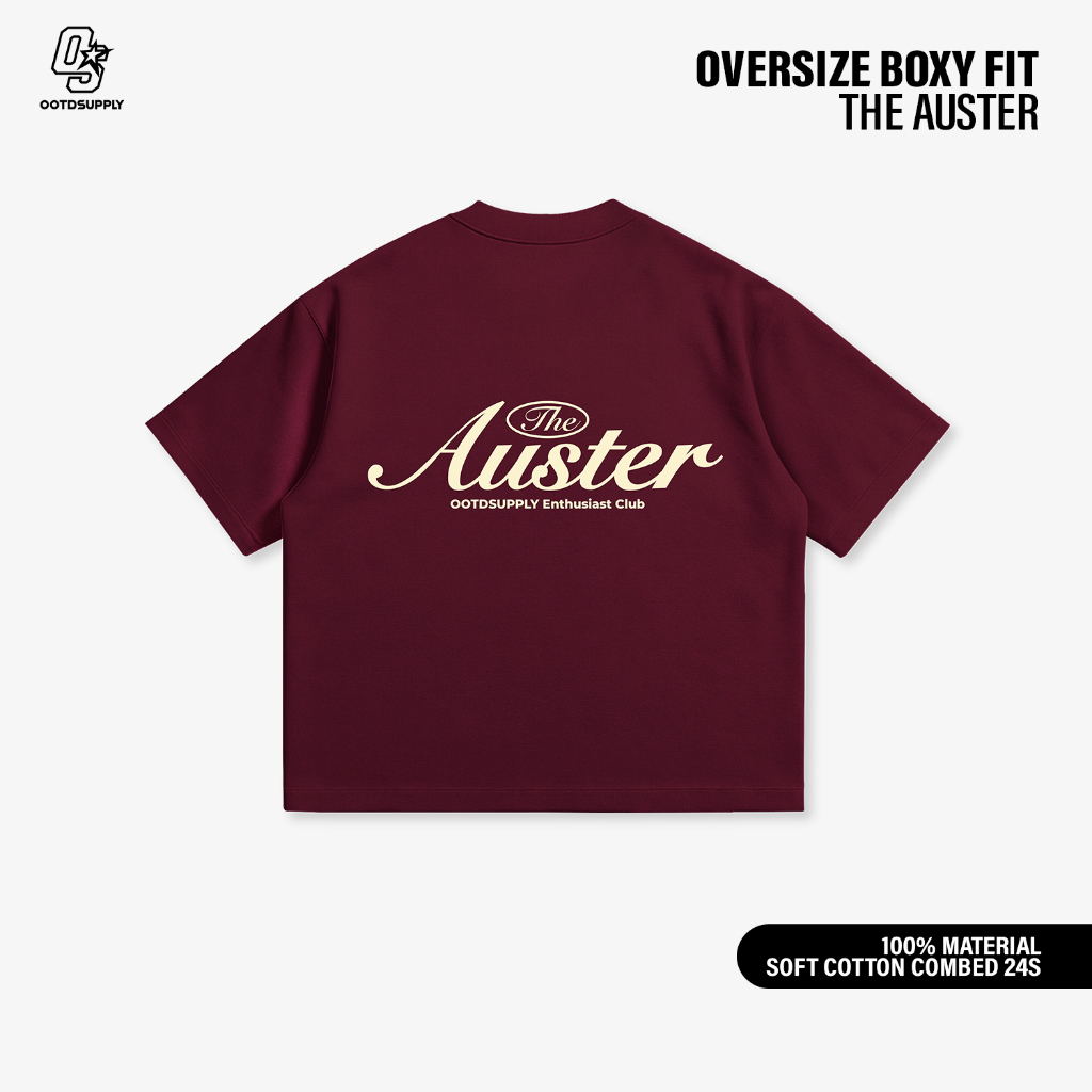 OOTDSUPPLY Tshirt BoxyFit Oversize Auster Maroon | Kaos Boxy Series | Tshirt Boxy fit l Kaos Boxy OS-OVZ-BX-058