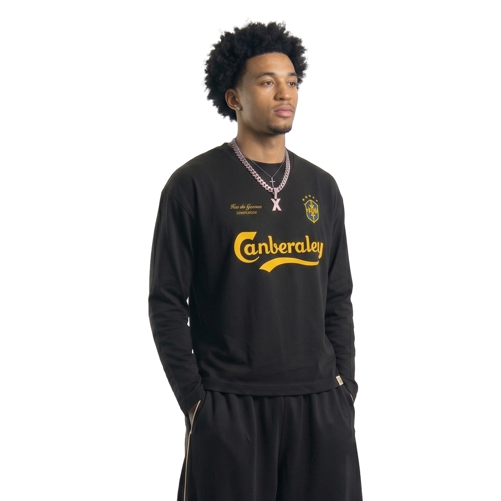OOTDSUPPLY Longsleeve Boxy 20s Brazil Black l Oversize Boxy World Cups Series | T-Shirt Lengan Panjang l Kaos Panjang I Atasan Unisex | OS-LS-BX-015