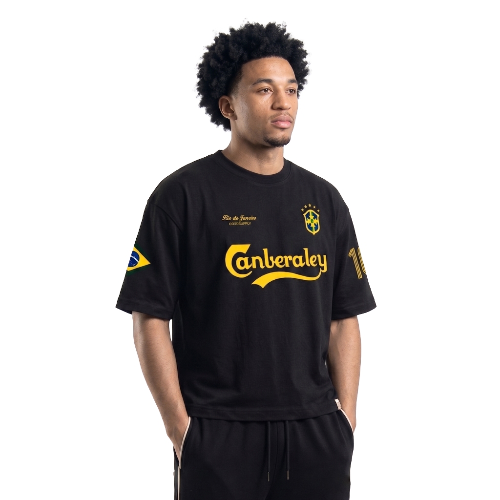 OOTDSUPPLY Boxy Fit Oversize Brazil Black | 20s Boxy World Cup Series | Tshirt Boxyfit l Kaos Boxy OS-OVZ-BX-067