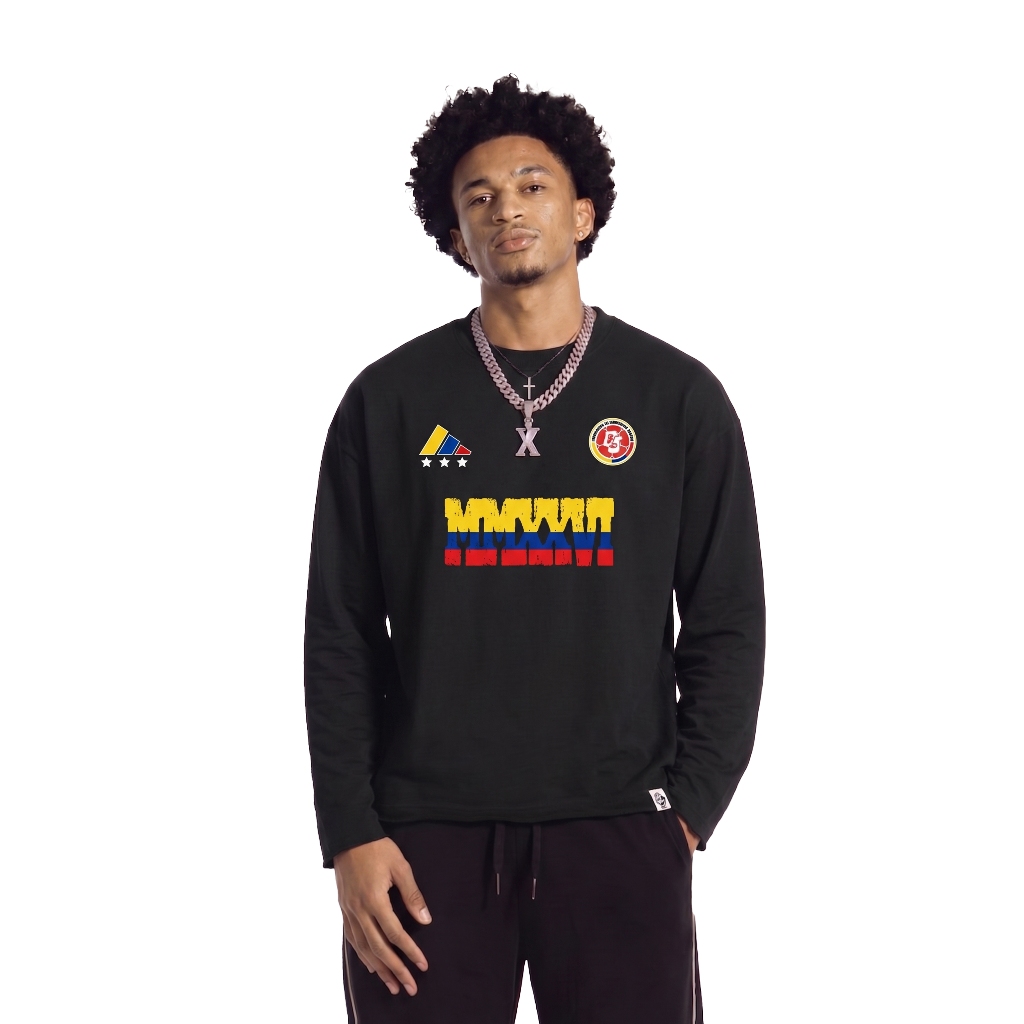 OOTDSUPPLY Longsleeve Boxy 20s Colombia Black l Oversize Boxy World Cups Series | T-Shirt Lengan Panjang l Kaos Panjang I Atasan Unisex | OS-LS-BX-016