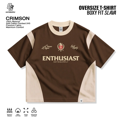 OOTDSUPPLY Oversize Boxy Slava Crimson Dark Brown Mocca l Tshirt Kaos Boxyfit | OS-OVZ-BX-SLA-003