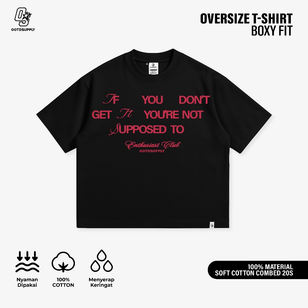 OOTDSUPPLY BoxyFit Oversize Not Supposed Benhur & White | Kaos Boxy Series | Tshirt Boxy fit l Kaos Boxy OS-OVZ-BX-063