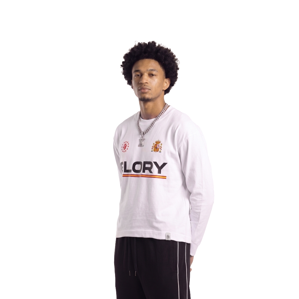 OOTDSUPPLY Longsleeve Boxy 20s Spain White l Oversize Boxy World Cups Series | T-Shirt Lengan Panjang l Kaos Panjang I Atasan Unisex | OS-LS-BX-021