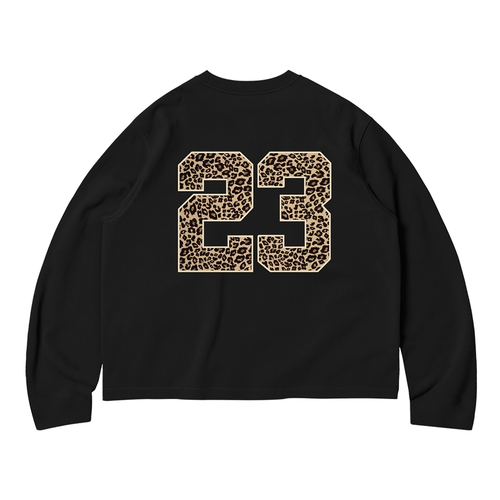 OOTDSUPPLY Longsleeve Boxy 20s Leopard 23 Black l Oversize T-Shirt Lengan Panjang l Kaos Panjang Boxyfit | OS-LS-BX-RIB018