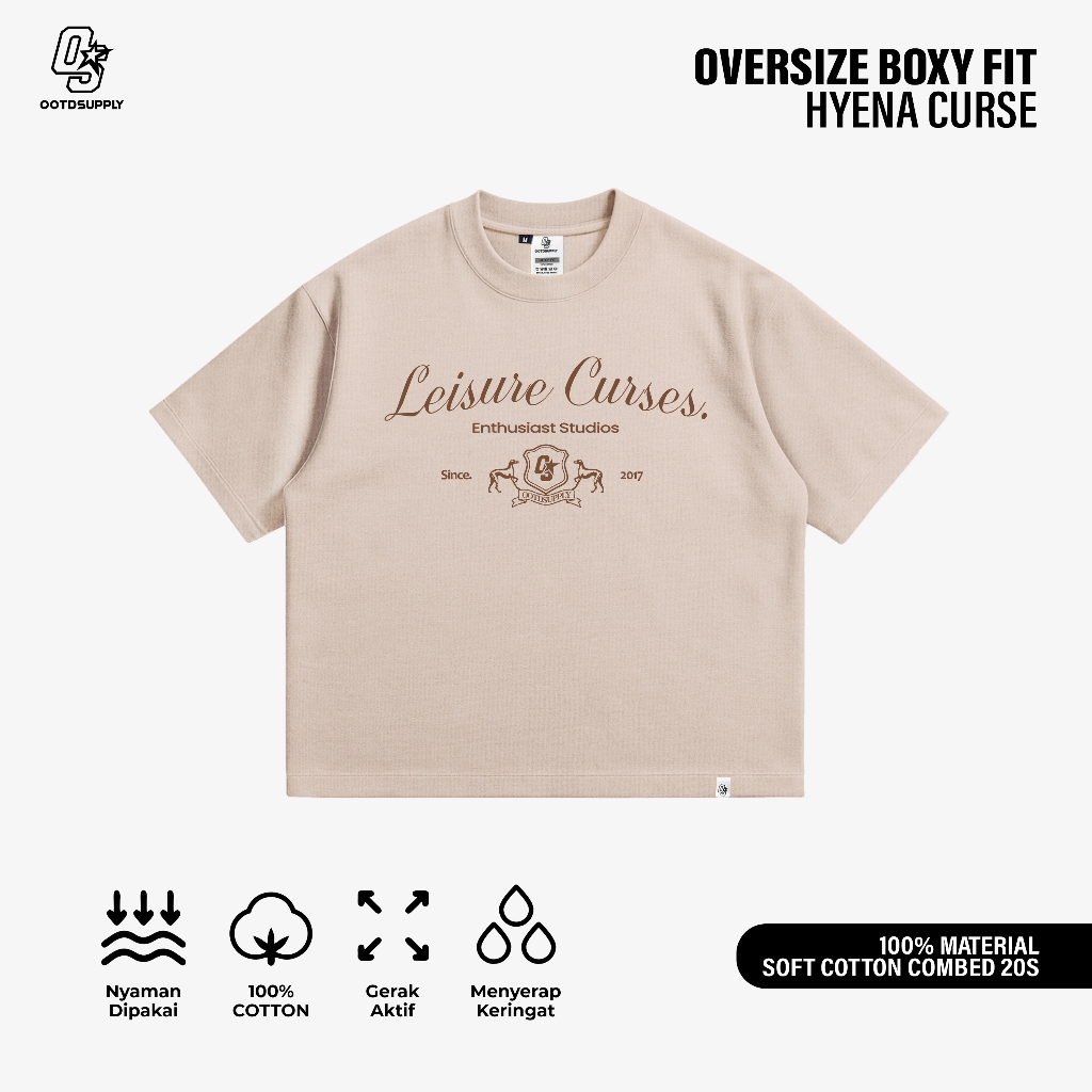OOTDSUPPLY Tshirt BoxyFit Oversize Curse Black & Mocca | Koas Boxy Series | Tshirt Boxy fit l OS-OVZ-BX-058