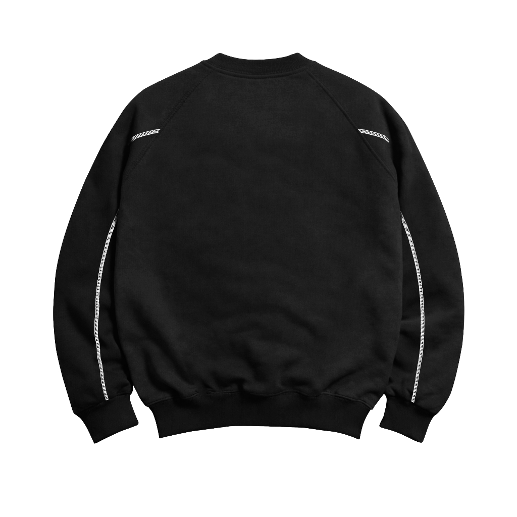 OOTDSUPPLY Crewneck Stitch Imperial Black Grey | Sweater Pria & Wanita | Cotton Fleece Unisex | OS-CN-STITCH-006