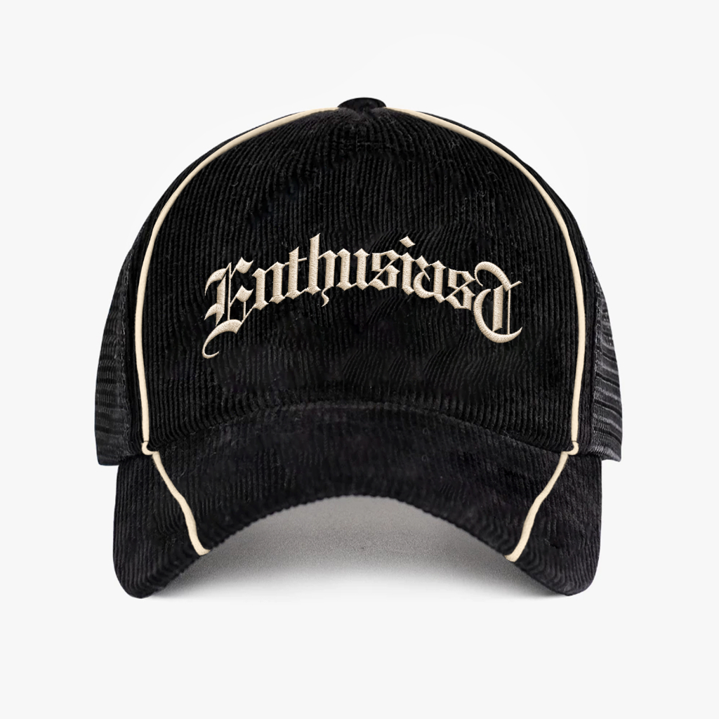 OOTDSUPPLY Polo Caps Corduroy Bayone Bordir Black | Topi Hat Twill Bordir Pria & Wanita | OS-CAP-CDR-046-BC