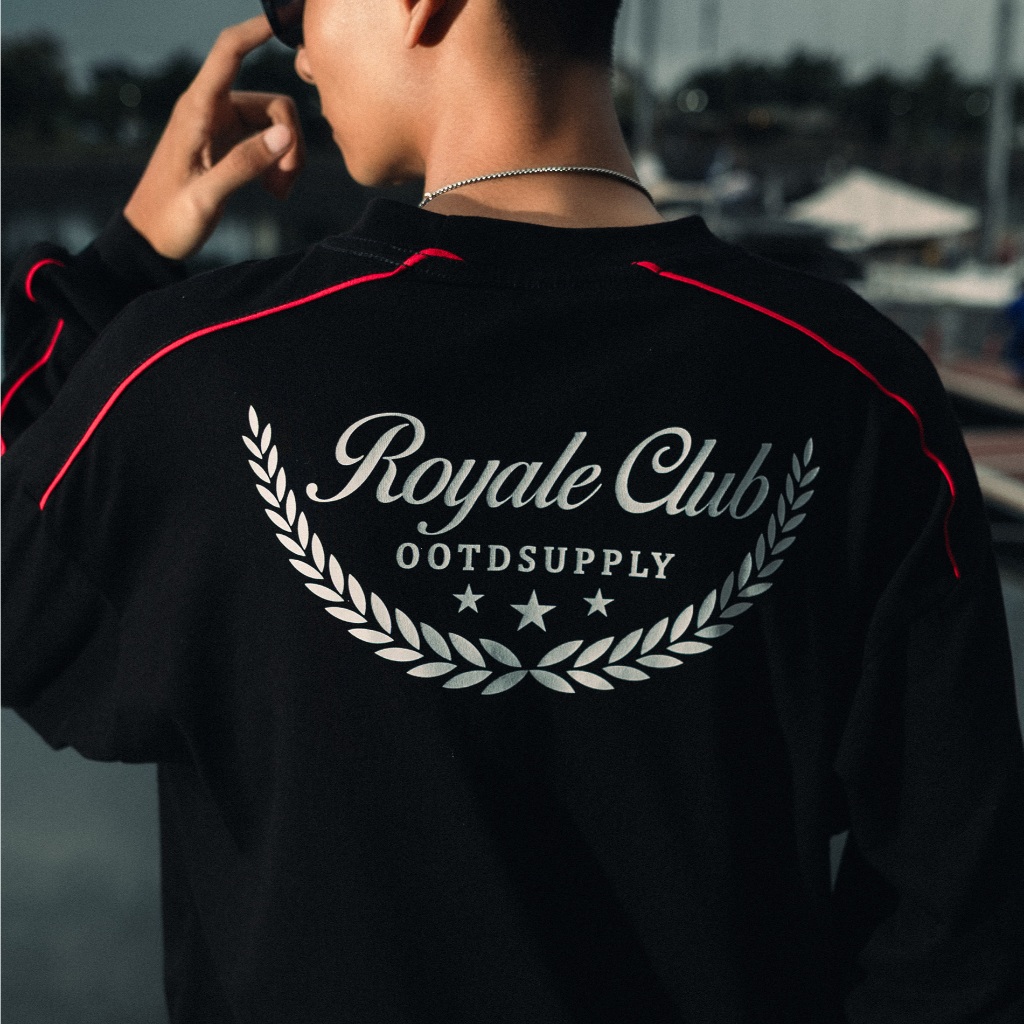 OOTDSUPPLY Longsleeve BoxyFit Redline Valcrest Black l Polo Lengan Panjang Line Series | OS-LSBX-RL-BLK-002