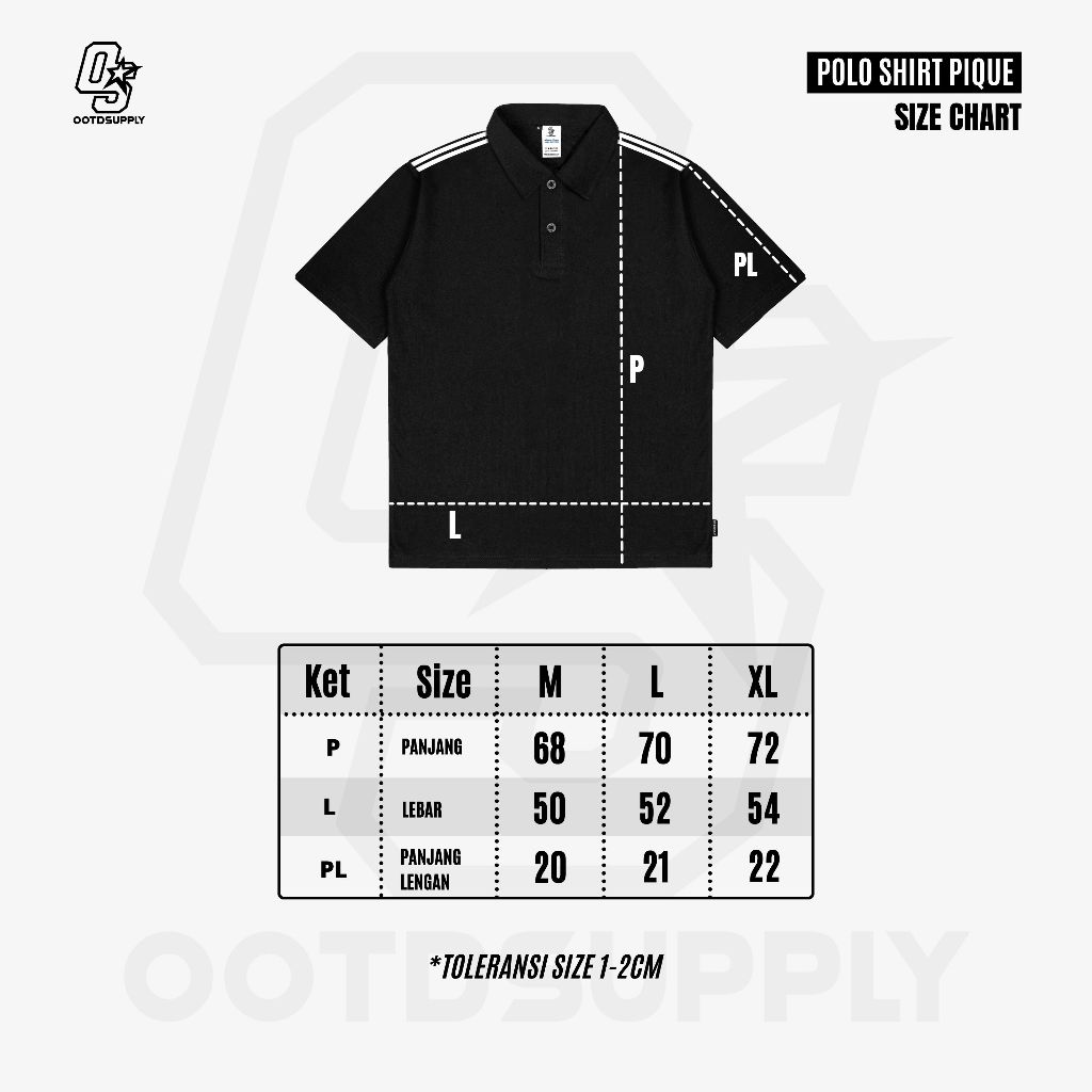 OOTDSUPPLY Polo Pique Zipper Almighty Embroidery Black l Polo Pique | Kemeja Unisex Regular Fit | Kaos Polo Premium Lacost I OS-PS-ZP-BLK-03E