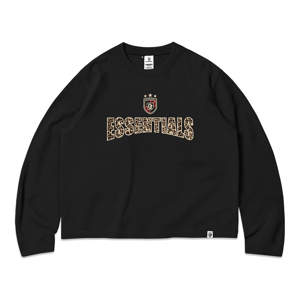 OOTDSUPPLY Longsleeve Boxy 20s Leopard 23 Black l Oversize T-Shirt Lengan Panjang l Kaos Panjang Boxyfit | OS-LS-BX-RIB018
