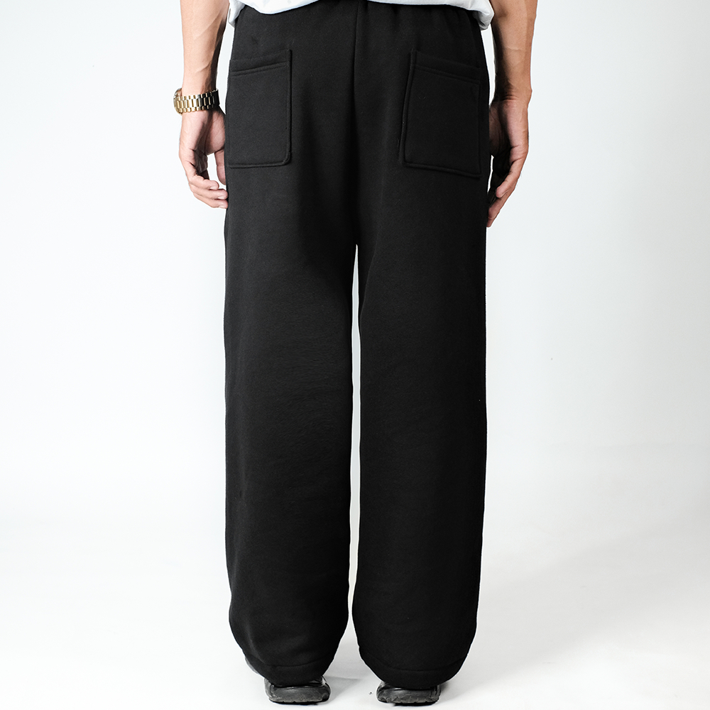 OOTDSUPPLY Baggy Pants Curveline Collegiate Black Cream l Celana Baggy Royal Series | Celana Panjang Double List Premium | OS-BP-CVL-BLC-003