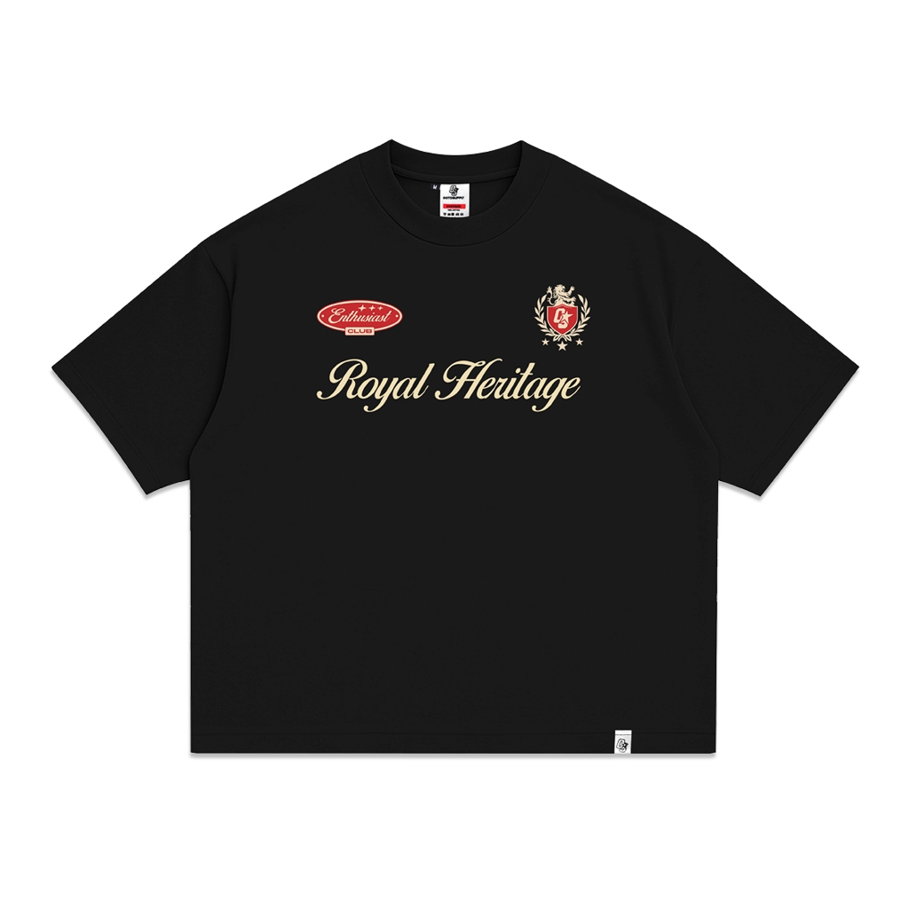 OOTDSUPPLY Boxy Fit Oversize Royal Heritage Black | 20s Boxy Series | Tshirt Boxyfit l Kaos Boxy OS-OVZ-BX-055