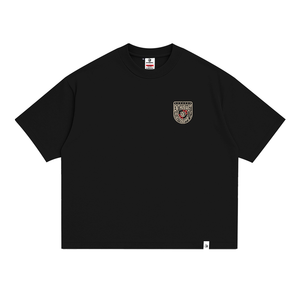 OOTDSUPPLY Boxy Fit Oversize Eternal Shield Black | 20s Boxy Series | Tshirt Boxyfit l Kaos Boxy OS-OVZ-BX-056