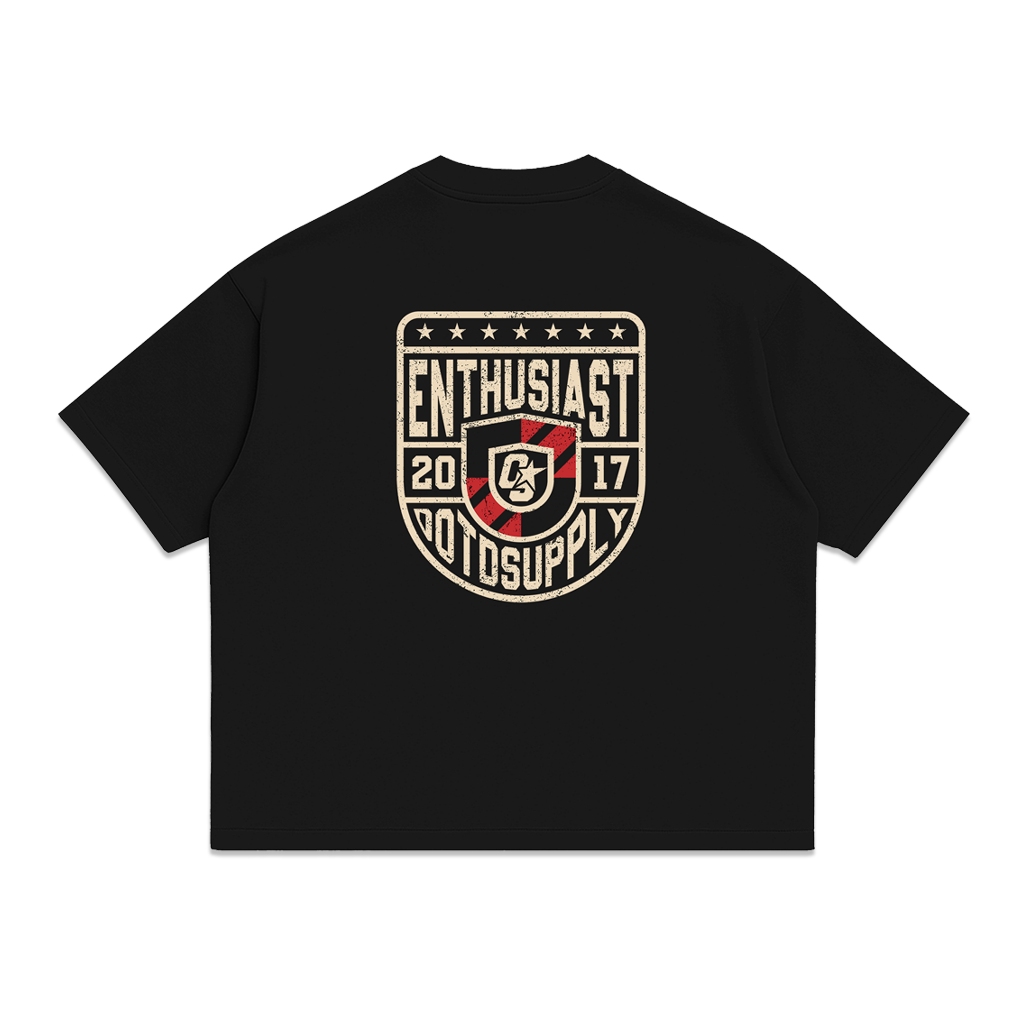 OOTDSUPPLY Boxy Fit Oversize Eternal Shield Black | 20s Boxy Series | Tshirt Boxyfit l Kaos Boxy OS-OVZ-BX-056