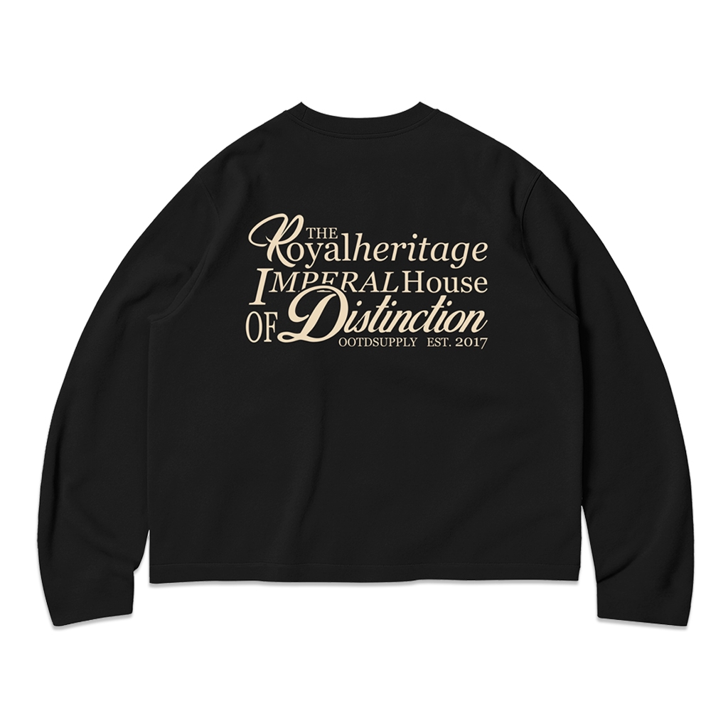 OOTDSUPPLY Longsleeve Boxy 20s Royal Heritage Black l Oversize T-Shirt Lengan Panjang l Kaos Panjang Boxyfit | OS-LS-BX-RIB016