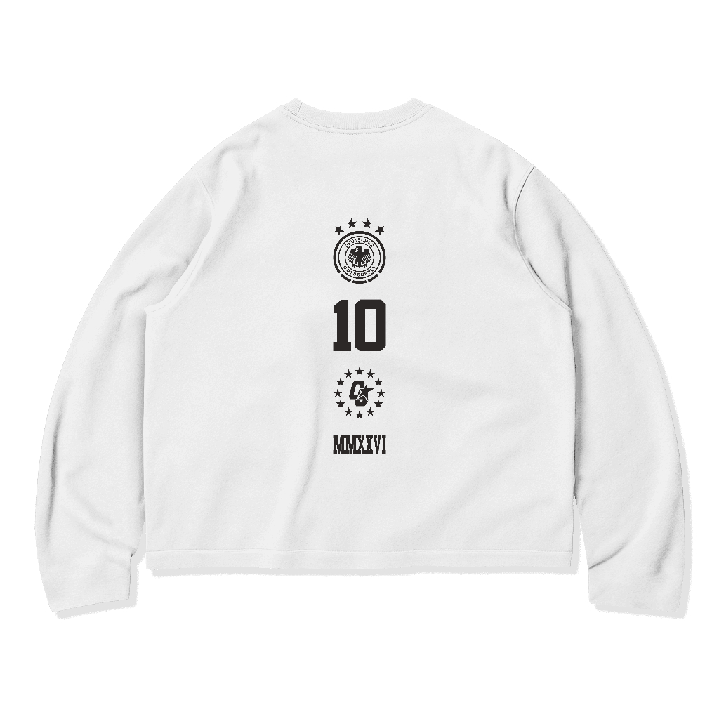 OOTDSUPPLY Longsleeve Boxy 20s Germany White l Oversize Boxy World Cups Series | T-Shirt Lengan Panjang l Kaos Panjang I Atasan Unisex | OS-LS-BX-019