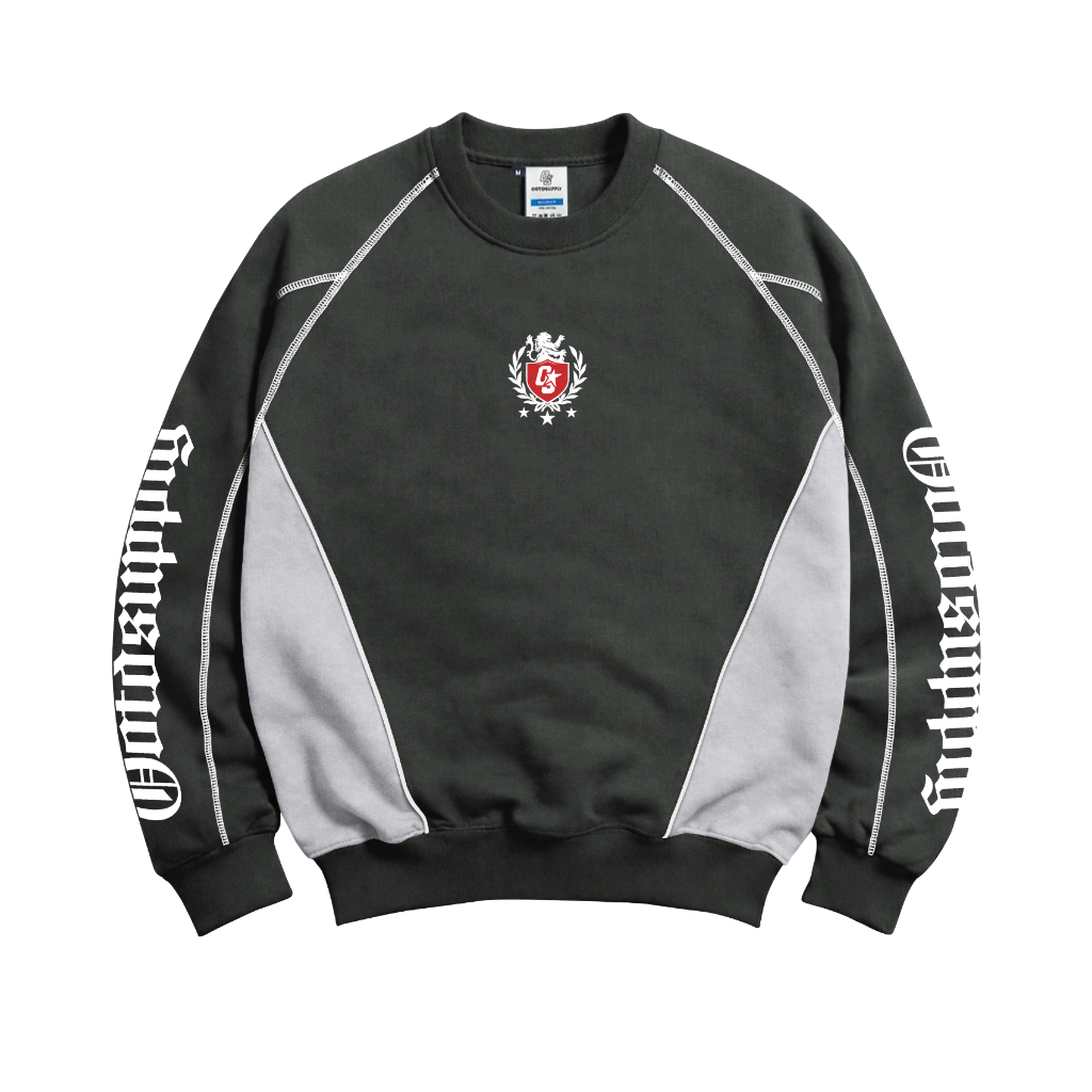 OOTDSUPPLY Crewneck Stitch Lioncrest Whisper Grey | Sweater Pria & Wanita | Cotton Fleece Unisex | OS-CN-STITCH-007