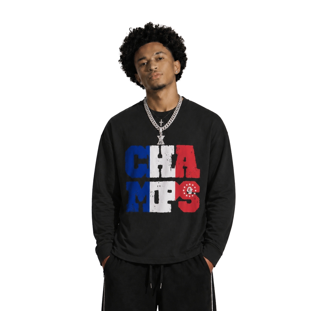OOTDSUPPLY Longsleeve Boxy 20s France Black l Oversize Boxy World Cups Series | T-Shirt Lengan Panjang l Kaos Panjang I Atasan Unisex | OS-LS-BX-017