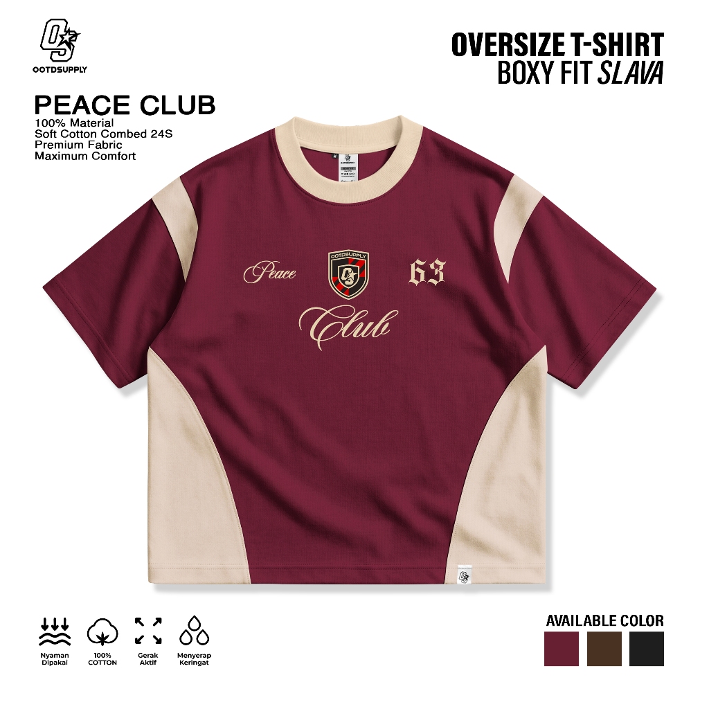 OOTDSUPPLY Oversize Boxy Slava Peace Club l Tshirt Kaos Boxyfit | OS-OVZ-BX-SLA-001