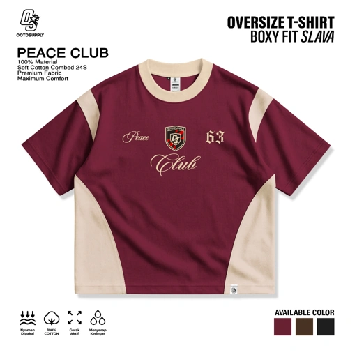 OOTDSUPPLY Oversize Boxy Slava Peace Club l Tshirt Kaos Boxyfit | OS-OVZ-BX-SLA-001