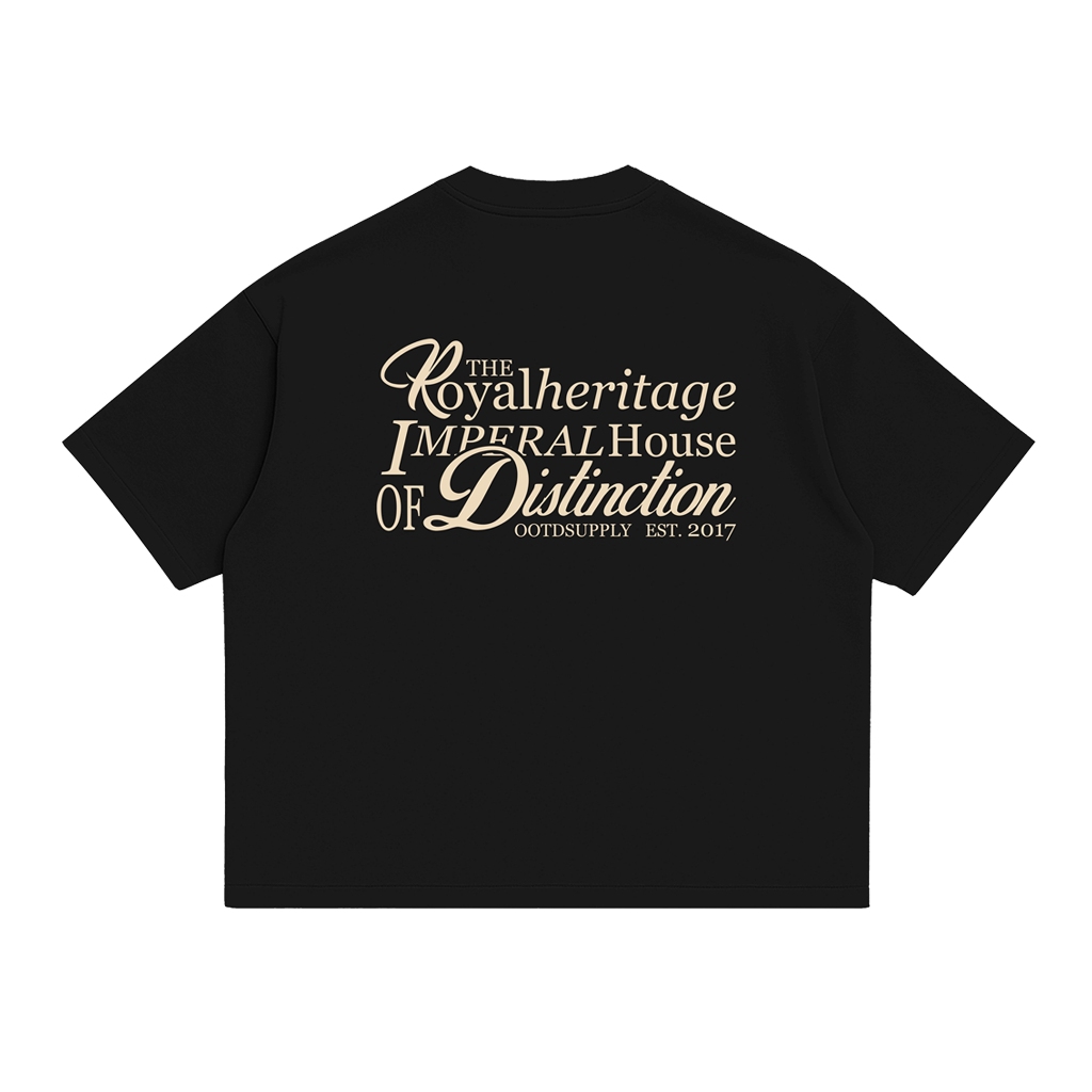 OOTDSUPPLY Boxy Fit Oversize Royal Heritage Black | 20s Boxy Series | Tshirt Boxyfit l Kaos Boxy OS-OVZ-BX-055