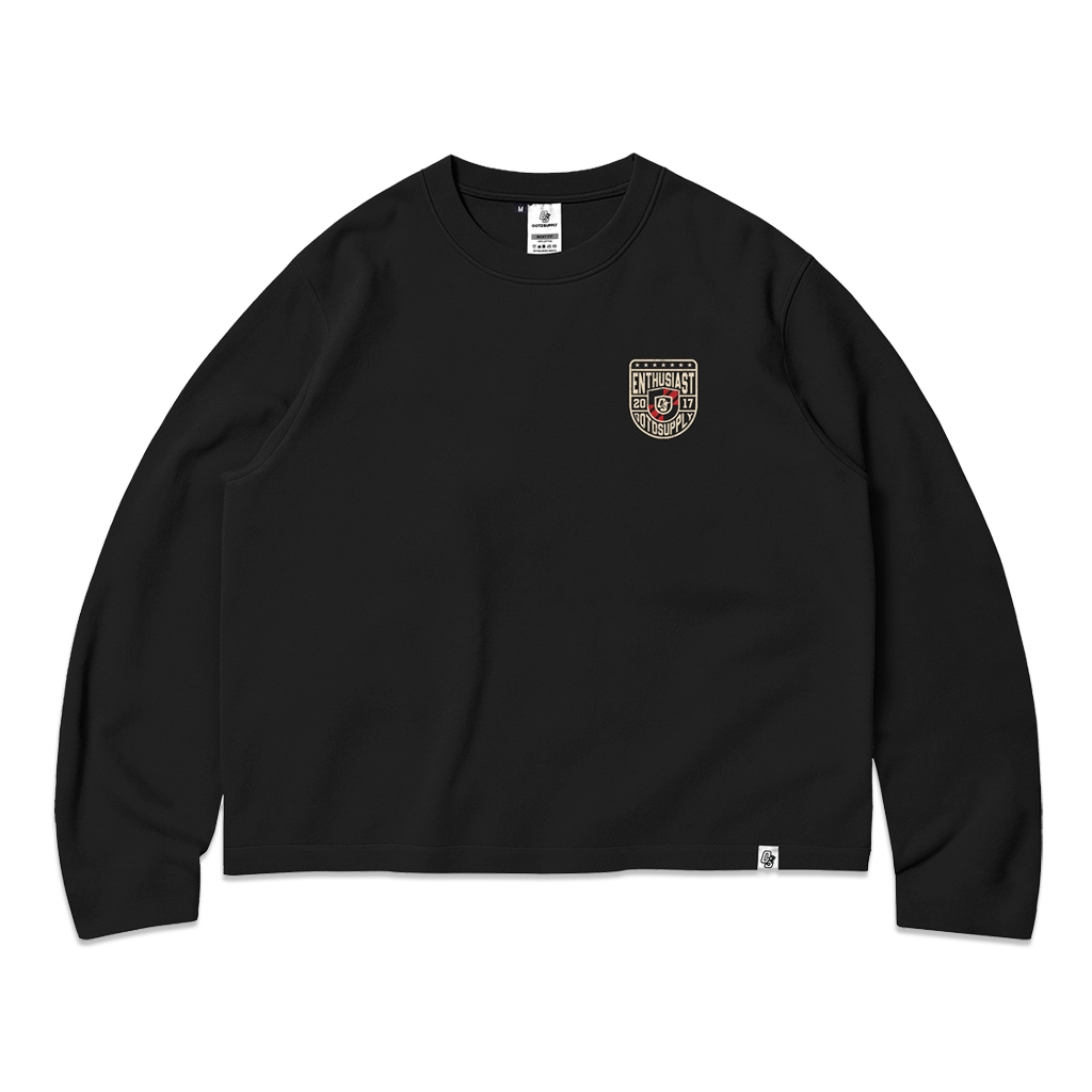 OOTDSUPPLY Longsleeve Boxy 20s Eternal Shield Black l Oversize T-Shirt Lengan Panjang l Kaos Panjang Boxyfit | OS-LS-BX-RIB018