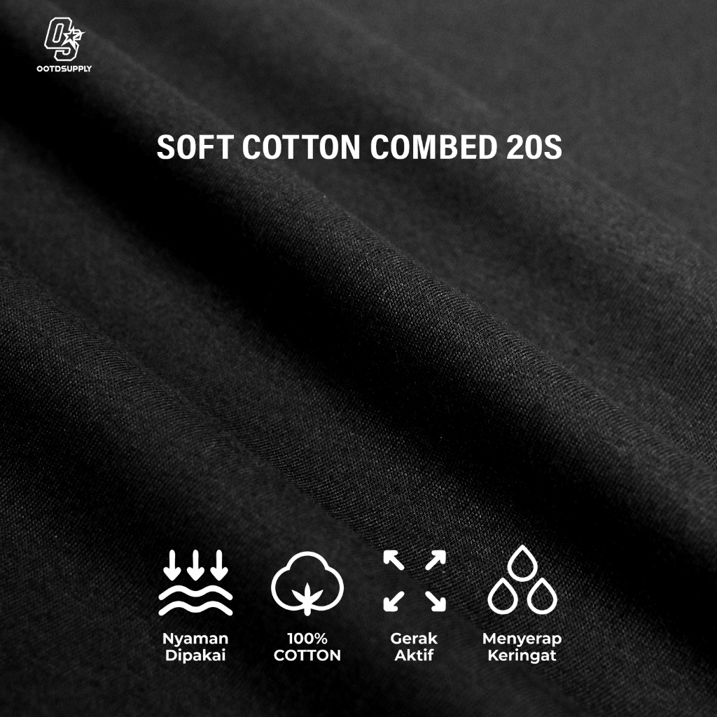 OOTDSUPPLY Polo Longsleeve BoxyFit Curveline Insignia Embroiderry Black Cream l Polo Lengan Panjang Royal Series | Kaos Panjang Double List Premium | OS-LS-PS-CVL-BLC-ISE