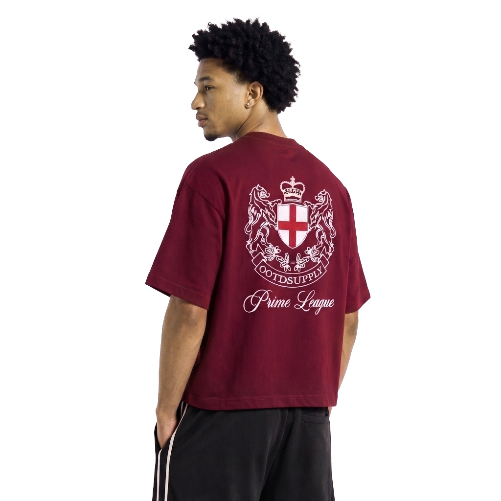 OOTDSUPPLY Boxy Fit Oversize England Black & Maroon | Cotton Boxy World Cup Series | Tshirt Boxyfit l Kaos Boxy OS-OVZ-BX-075