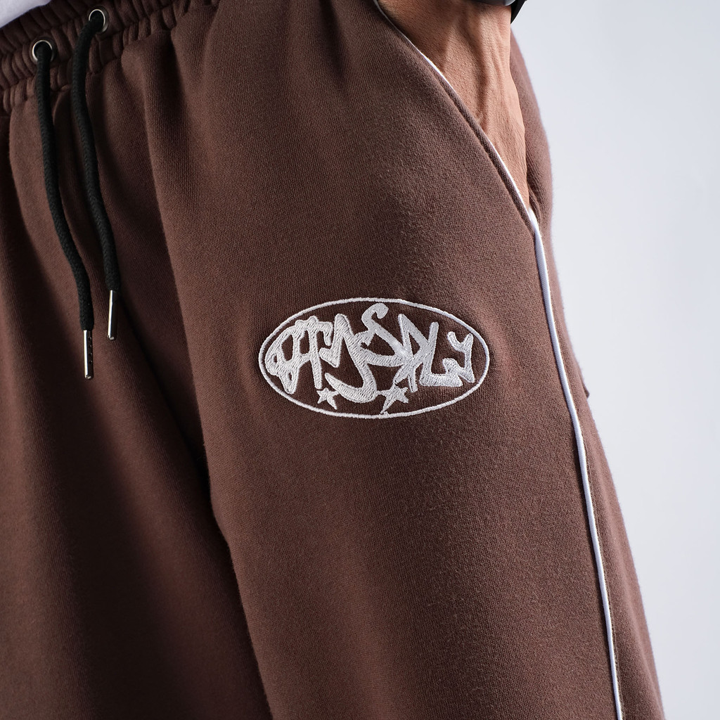 OOTDSUPPLY Baggy Pants Line Circle Embroidery | Celana Panjang Unisex | Celana Sporty | BP-BLK-CE