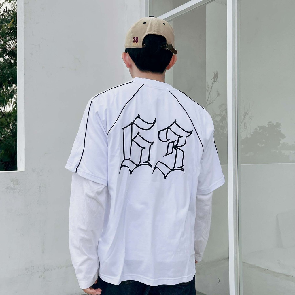 OOTDSUPPLY Oversized Raglan List V3 Peace Club Black & White | Oversize Pria & Wanita OVZRGL005