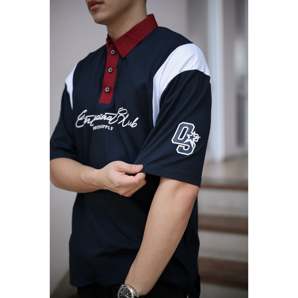 OOTDSUPPLY Oversize Rugby Polo Shirt Infinite 96 Navy-Red | Kaos Polo Pria dan Wanita OVZ-PSRNR025