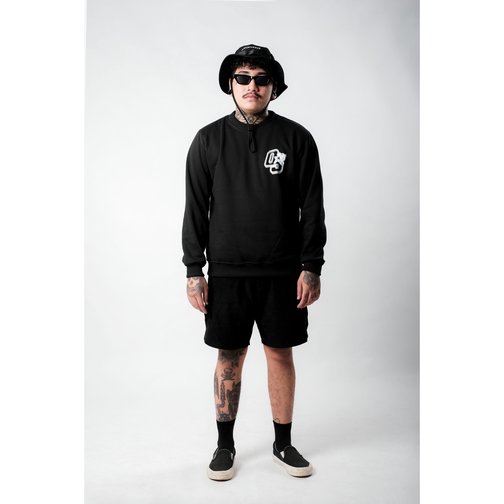 OOTDSUPPLY Crewneck OS Sign Black & Benhur | Sweater Pria & Wanita CN098