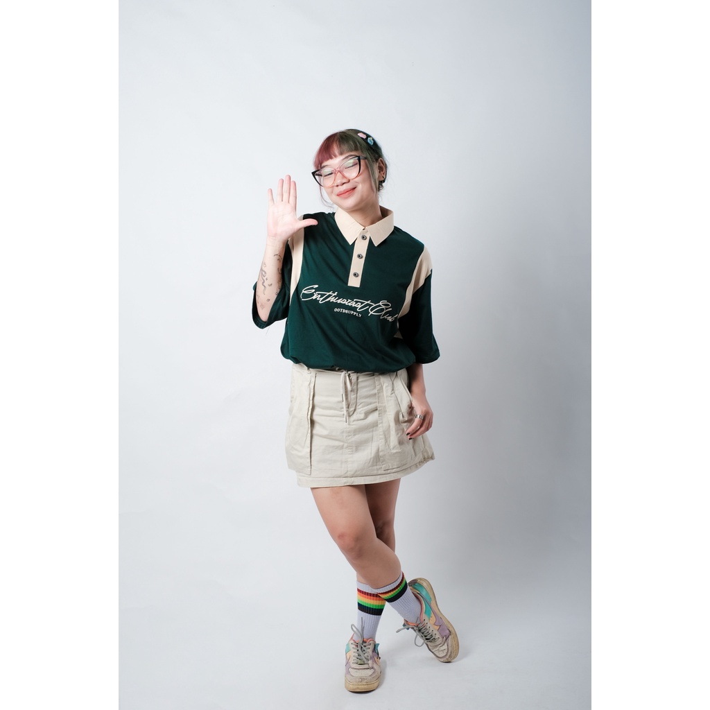 OOTDSUPPLY Oversize Rugby Polo Shirt Infinite 96 Green-Mocca | Kaos Polo Pria dan Wanita OVZ-PSRGM021