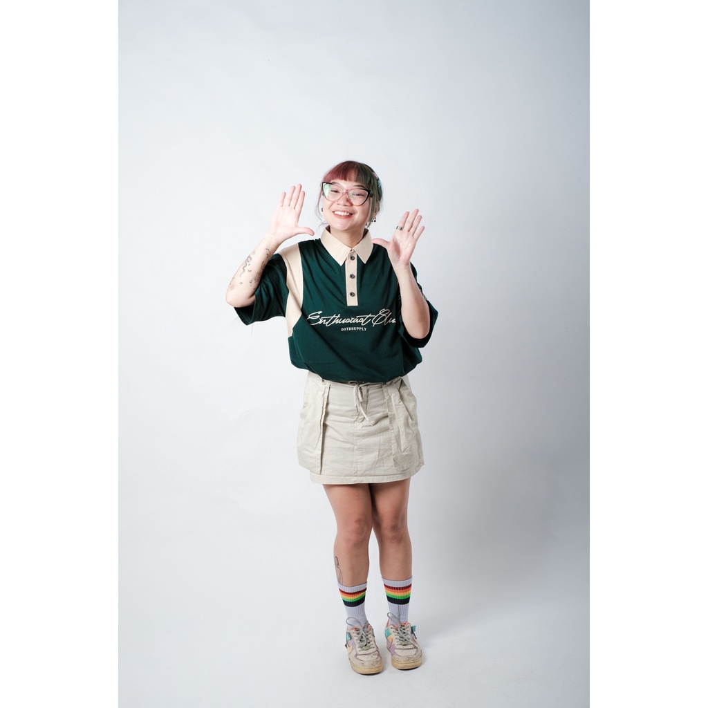 OOTDSUPPLY Oversize Rugby Polo Shirt Infinite 96 Green-Mocca | Kaos Polo Pria dan Wanita OVZ-PSRGM021