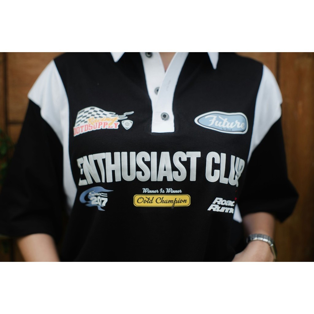 OOTDSUPPLY Oversize Rugby Polo Shirt OOTD Runner Combination | Kaos Polo Pria dan Wanita OVZ-PSR030