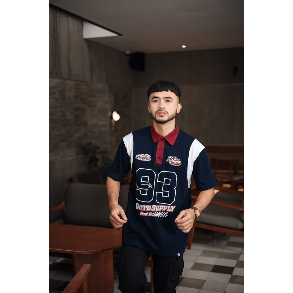 OOTDSUPPLY Oversize Rugby Polo Shirt Springfield Combination | Kaos Polo Pria dan Wanita OVZ-PSR041