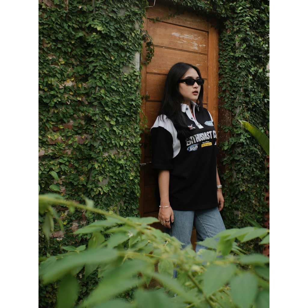 OOTDSUPPLY Oversize Rugby Polo Shirt OOTD Runner Combination | Kaos Polo Pria dan Wanita OVZ-PSR030