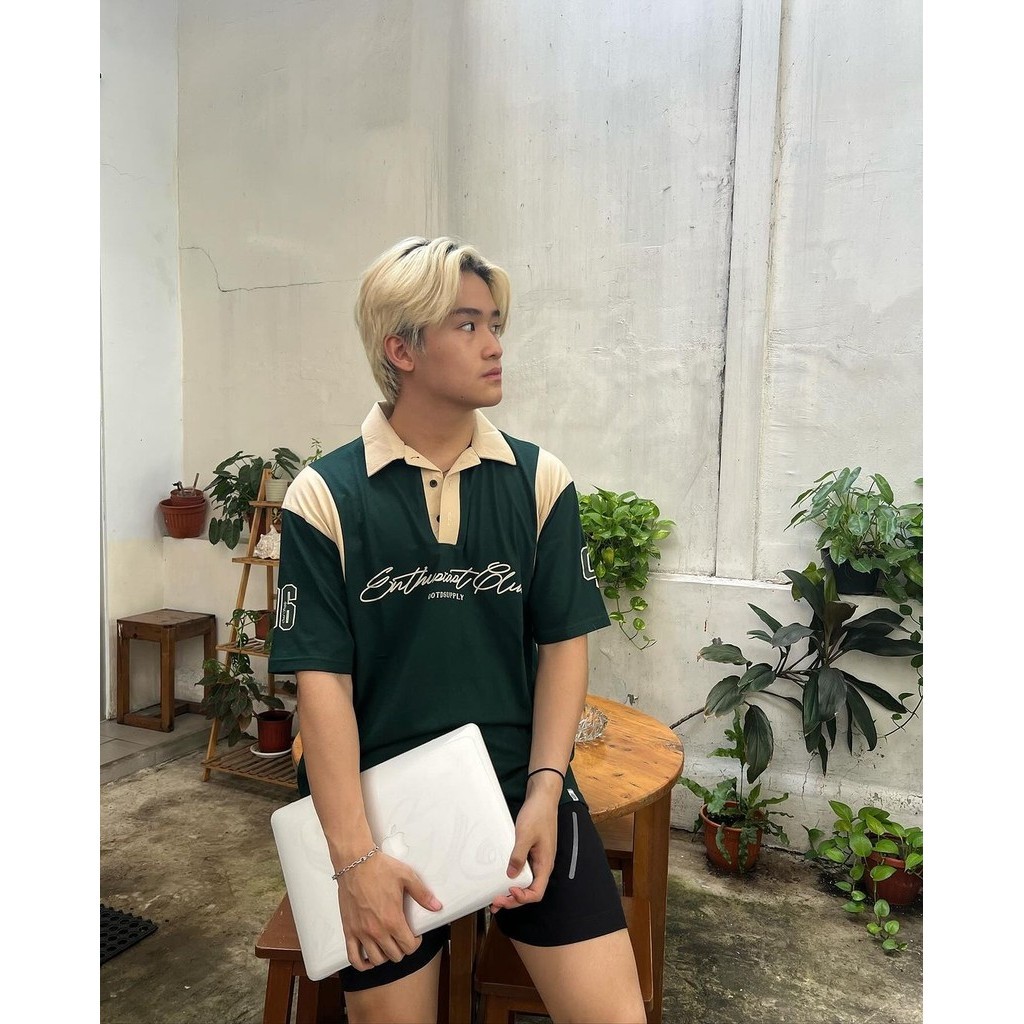 OOTDSUPPLY Oversize Rugby Polo Shirt Infinite 96 Green-Mocca | Kaos Polo Pria dan Wanita OVZ-PSRGM021