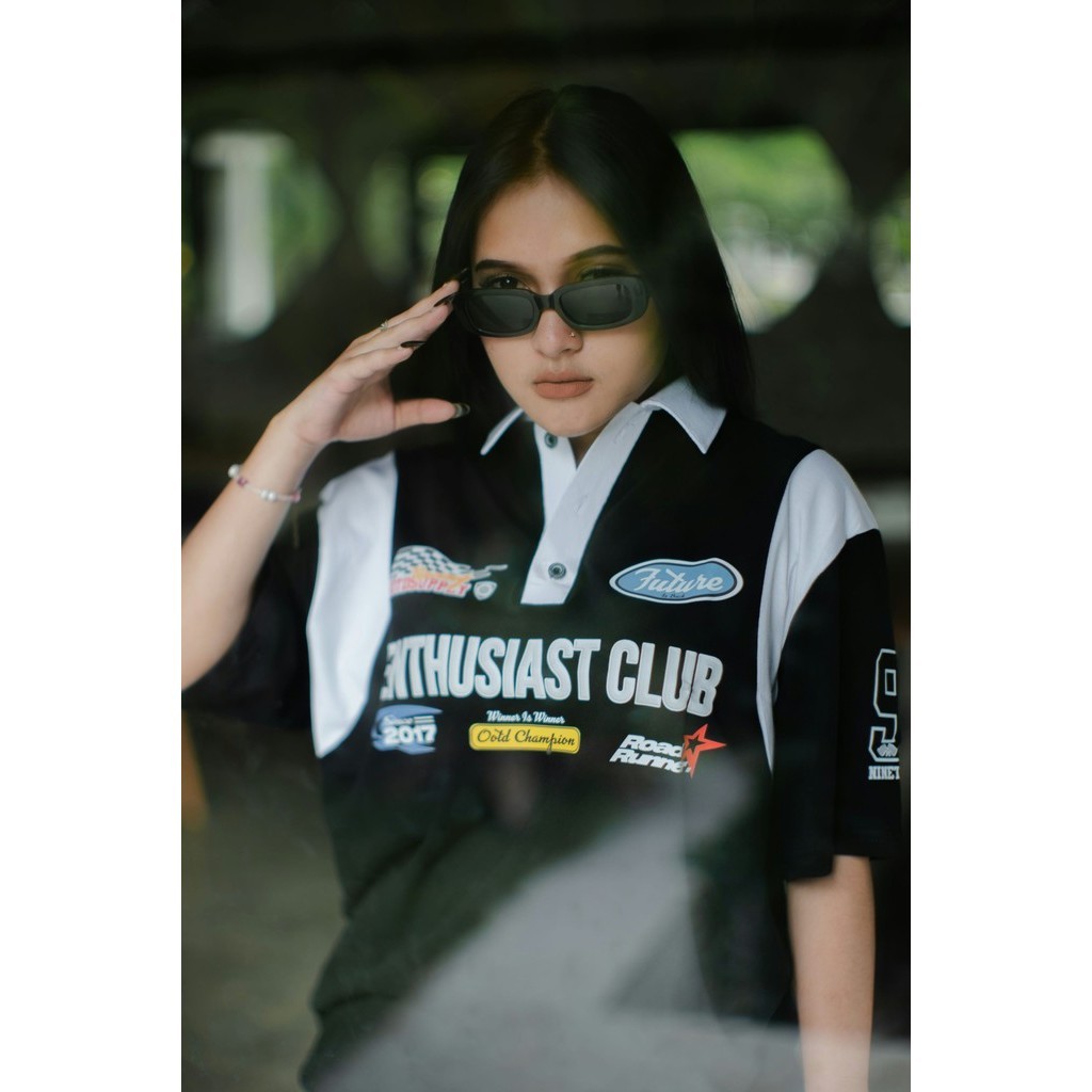 OOTDSUPPLY Oversize Rugby Polo Shirt OOTD Runner Combination | Kaos Polo Pria dan Wanita OVZ-PSR030