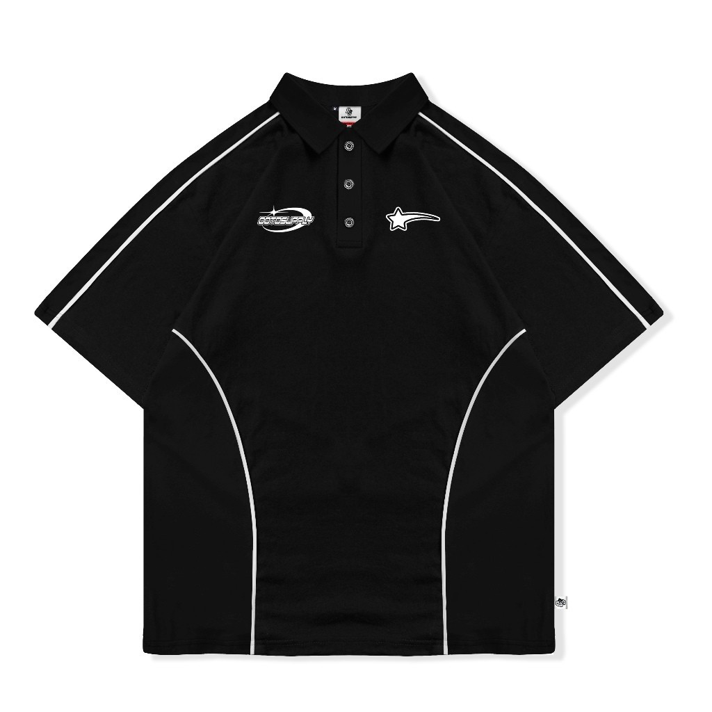 OOTDSUPPLY Oversize Polo Rugby Shirt V.4 WIld Star Black Grey | Kaos Polo Pria dan Wanita PSRGB-V4005