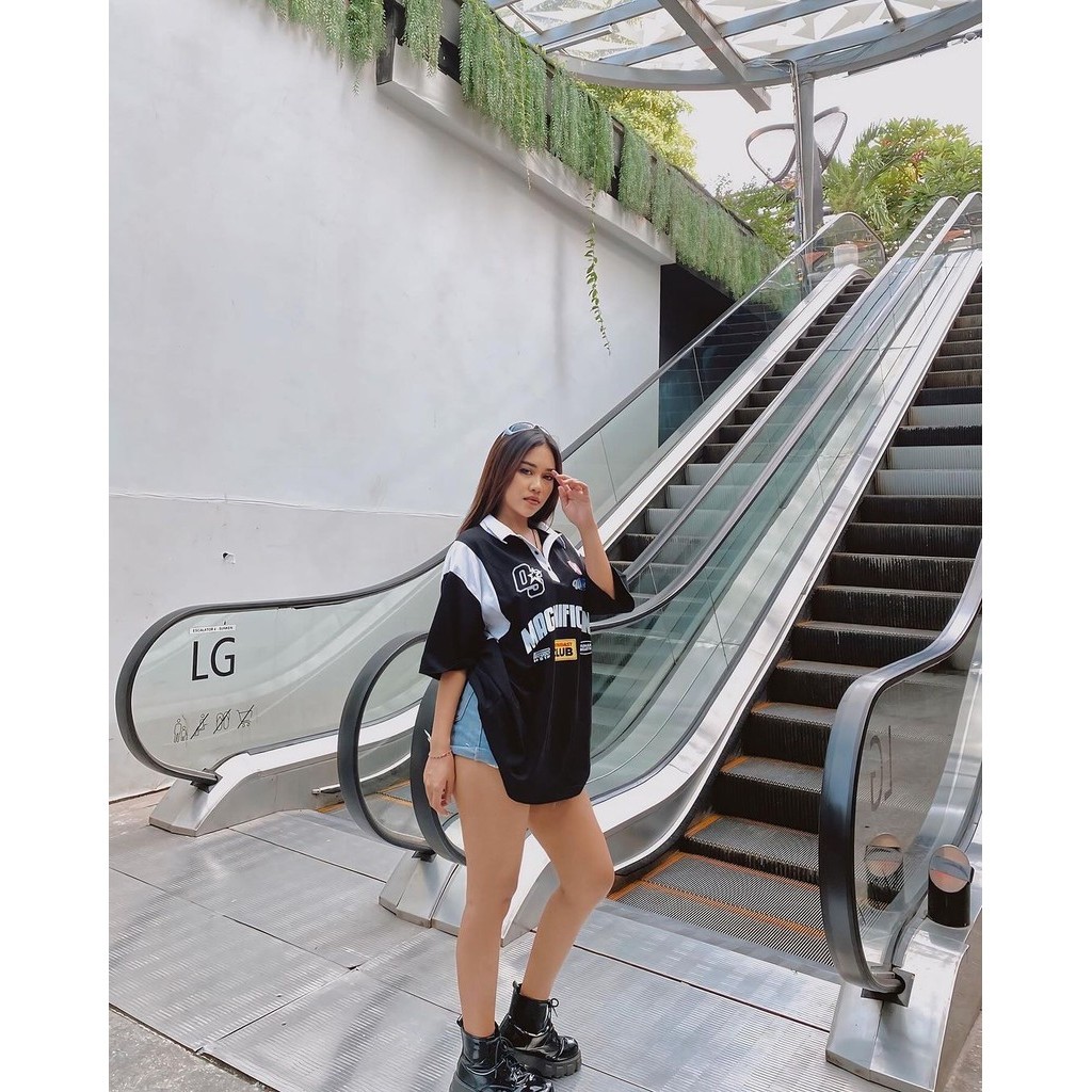 OOTDSUPPLY Oversize Rugby Polo Shirt Magnificent Combination | Kaos Polo Pria dan Wanita OVZ-PSR031