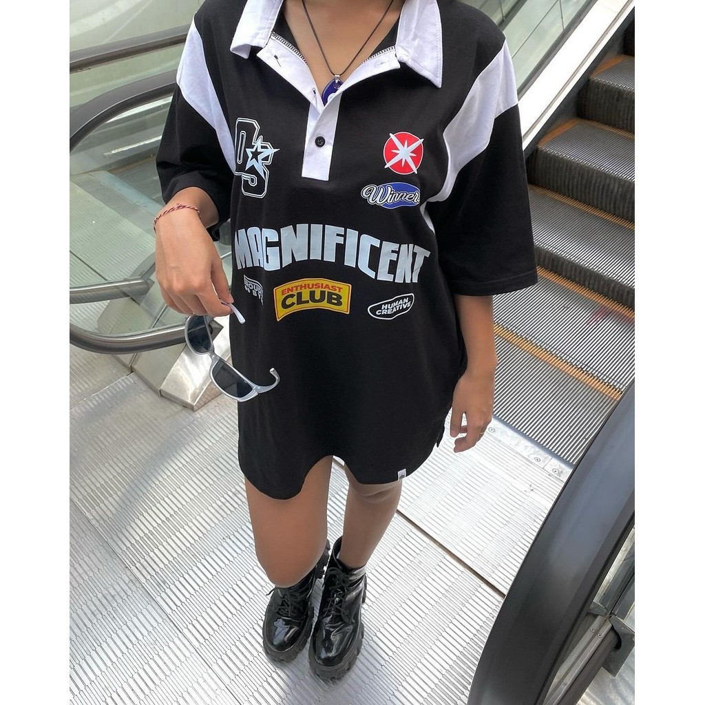 OOTDSUPPLY Oversize Rugby Polo Shirt Magnificent Combination | Kaos Polo Pria dan Wanita OVZ-PSR031